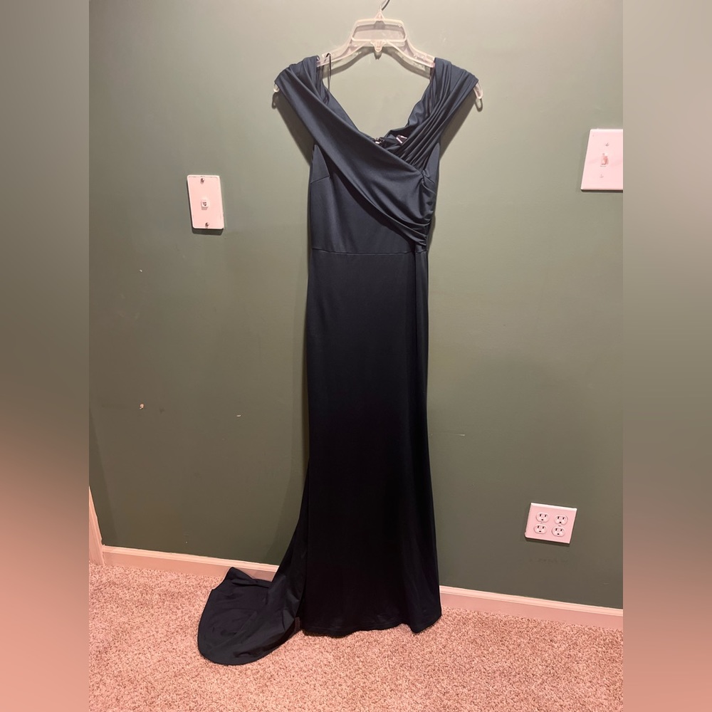 Emerald off the shoulder dress